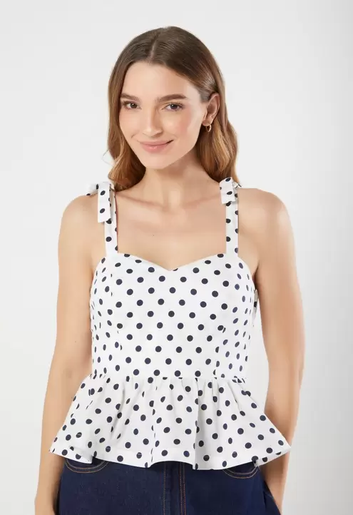 Blusa peplum con tiras para mujer
