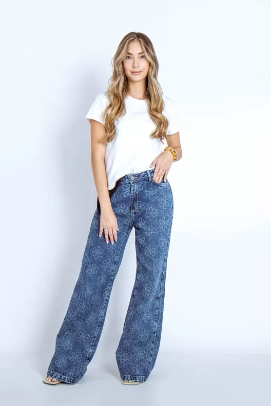 Jean Wide Leg flores Laser - 716011
