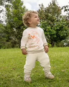 Polito x Arrurrú: Conjunto Pantalón y Buzo Perchado Para Recién Nacido