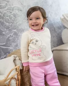 Polito x Arrurrú: Conjunto Buzo y Pantalón Perchado Para Recién Nacida