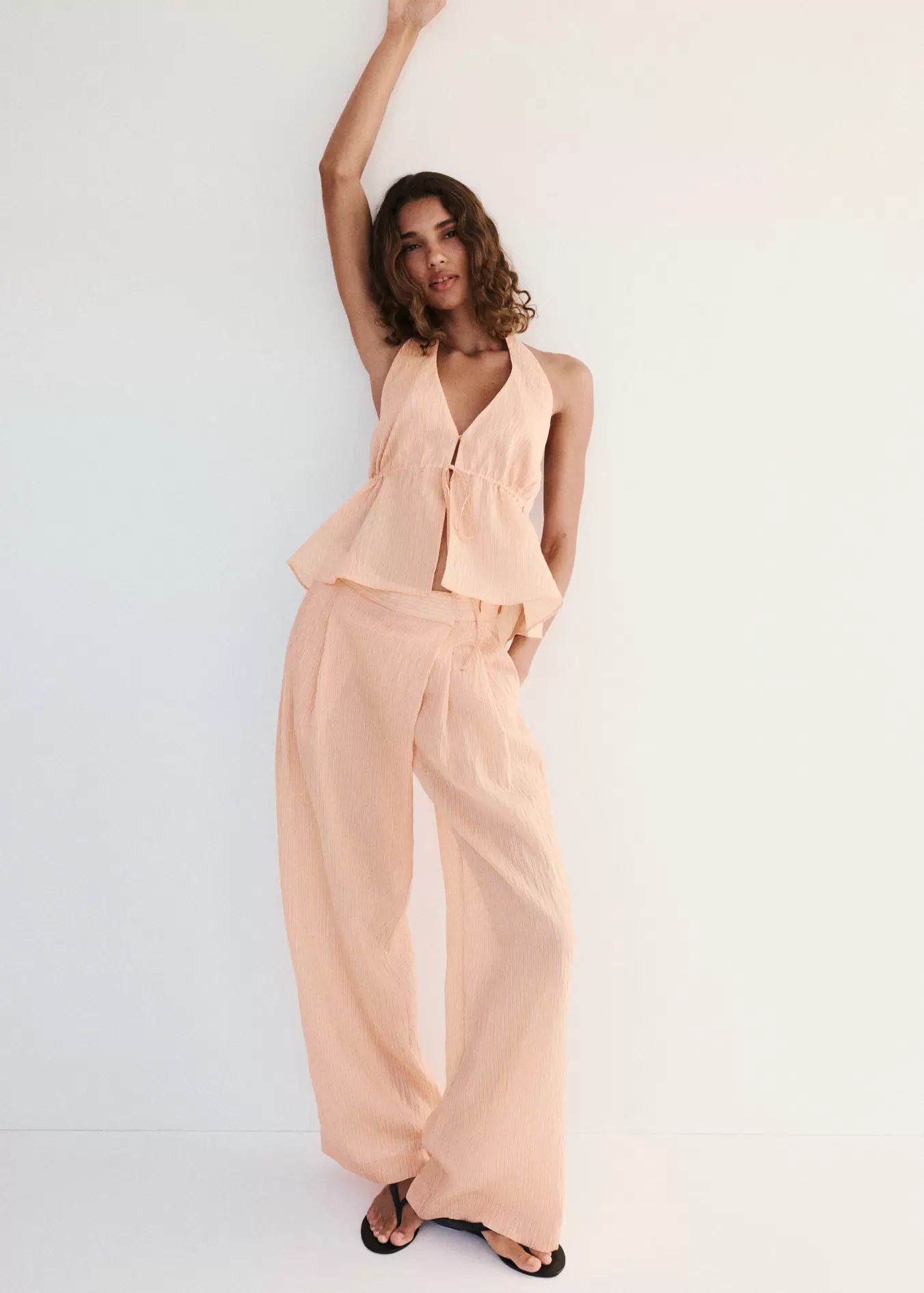 Striped lyocell halter top