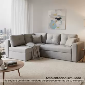 Sofa cama Modular Valencia Derecho en Tela, gris