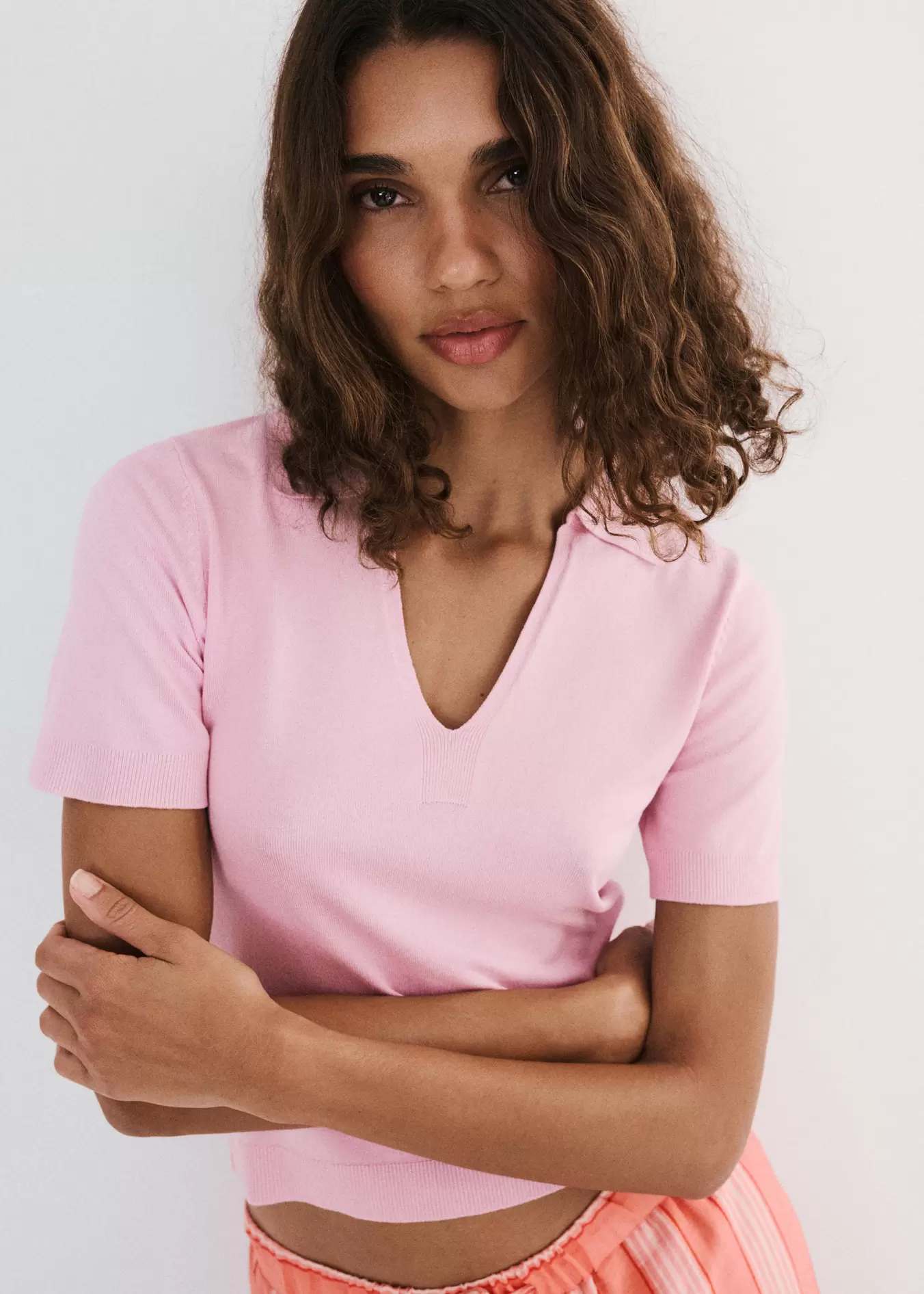 Fine-knit polo shirt