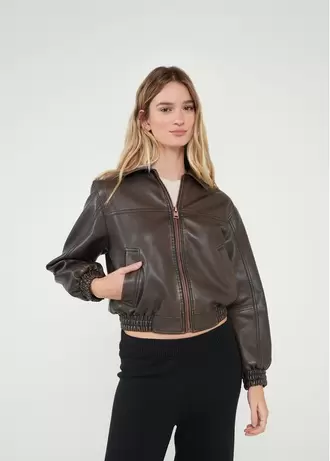 Chaqueta bomber efecto cuero