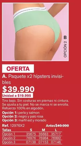 Paquete x2 hipsters invisibles