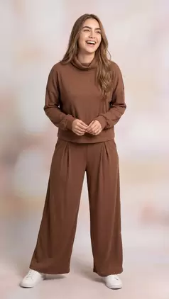 Conjunto Rib de Buzo Cuello Tortuga y Pantalón Bota Ancha (Copia)