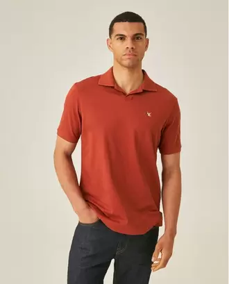 Camisa Polo de Hombre Slim Fit Manga Corta con Perilla en V Pato de Colores Bordado Tela Piqué en Mezcla de Algodón