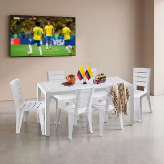 Combo Comedor Familiar Barú, 1 Mesa, 6 Sillas Sin Brazos