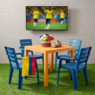 Combo Comedor Barú Trendy, 1 Mesa Amarilla, 4 Sillas Con Brazos