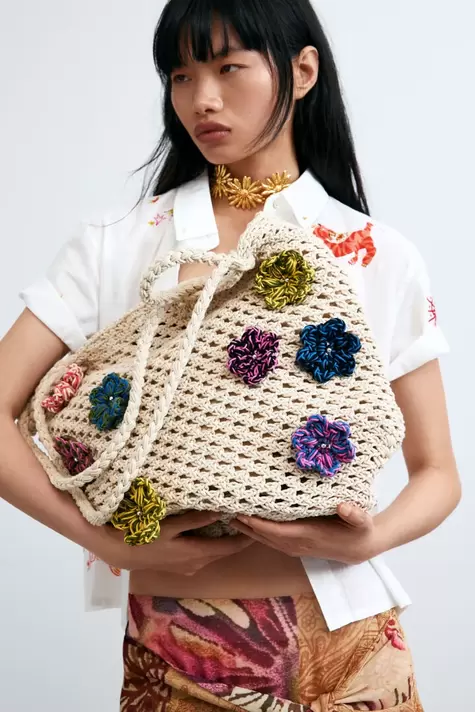 Bolso crochet flores