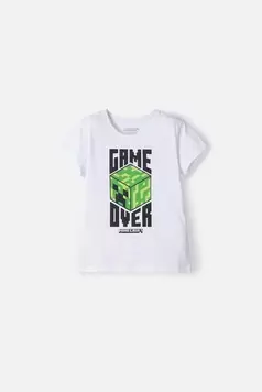 Camiseta de Minecraft manga corta blanco para niña
