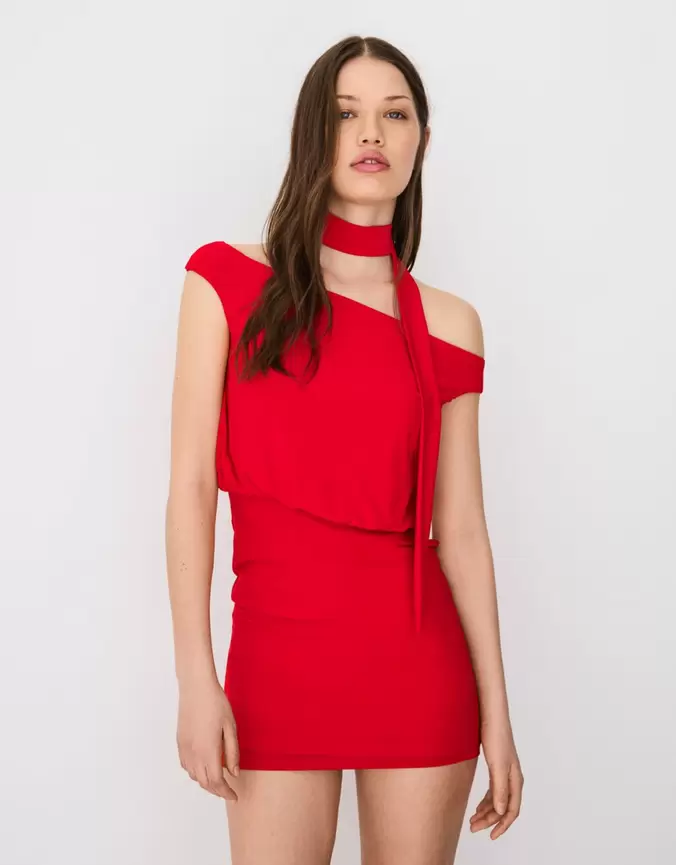 Vestido mini bardot pañuelo
