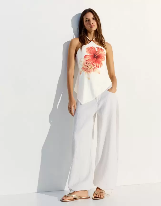 Top cuello halter print