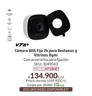 VTA - Cámara Wifi Fija 2K Para Ventanas Y Vitrinas Dymi