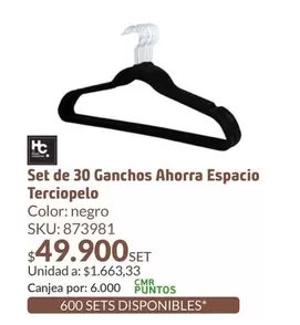 HC - Set De 30 Ganchos Ahorra Espacio Terciopelo