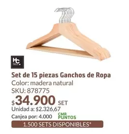 HC - Set De 15 Piezas Ganchos De Ropa
