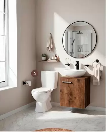 Corona - Sanitario Manantial Redondo Blanco De 2 Piezas + Mueble De Colgar De 40 Cm Nogal Negro, Lavamanos Milano + Grifería Sencilla Nogal Negra + Set X4 Accesorios Valencia