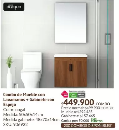 D'acqua - Combo De Mueble Con Lavamanos + Gabinete Con Espejo