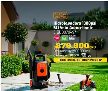 Black & Decker - Hidrolavadora 1300psi 6Lt/Min Autocebante