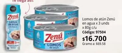Zenú - Lomos de atún en agua x 3 unds