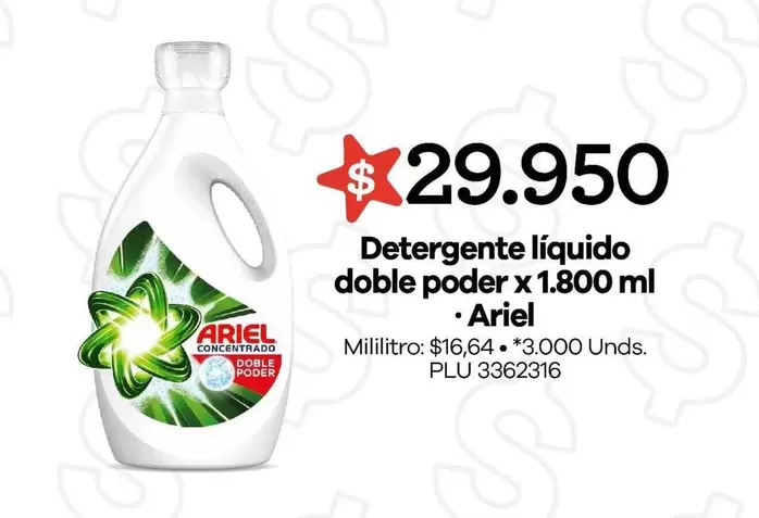 Ariel - Detergente líquido doble poder x 1.800 ml