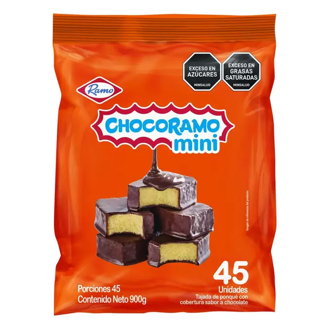 Chocoramo Mini Tajadas de Ponqué Cubiertas de Chocolate 45 Unidades / 20 g