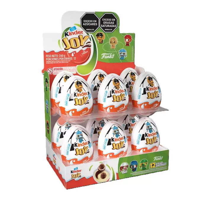 Kinder Joy con Sorpresa Crujientes Bolitas de Wafer con Cacao y Crema 12 unidades / 20 g