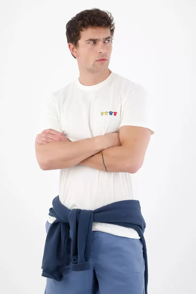 Camiseta regular fit con mini gráfico en algodón blanco para hombre