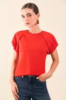Blusa manga rangla con prenses - Rojo