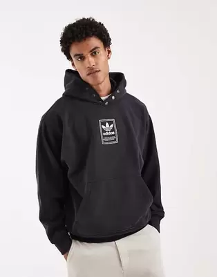 Adidas Originals Elevated gfx hoodie in black