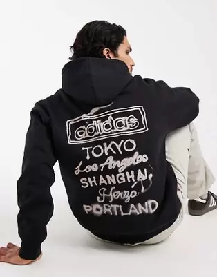 Adidas Originals Powder tongue hoodie in black