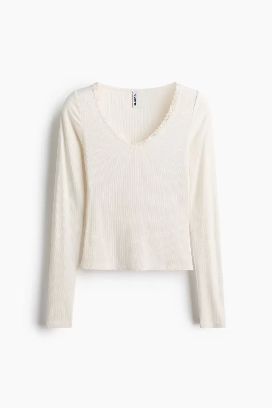 Blusa en punto con ribete de encaje