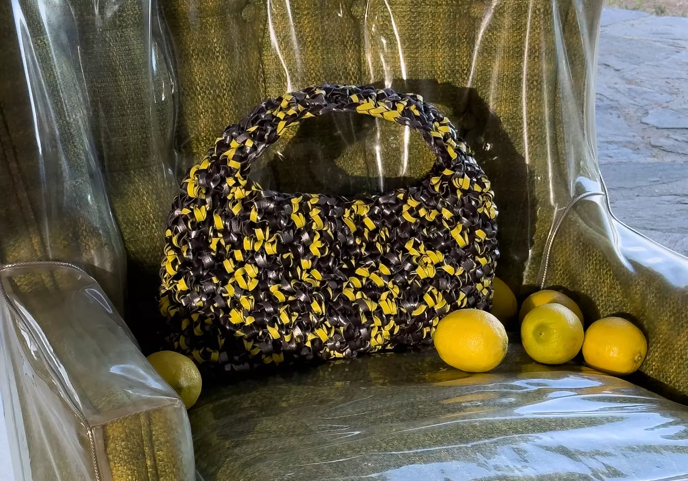 Handmade woven leather handbag