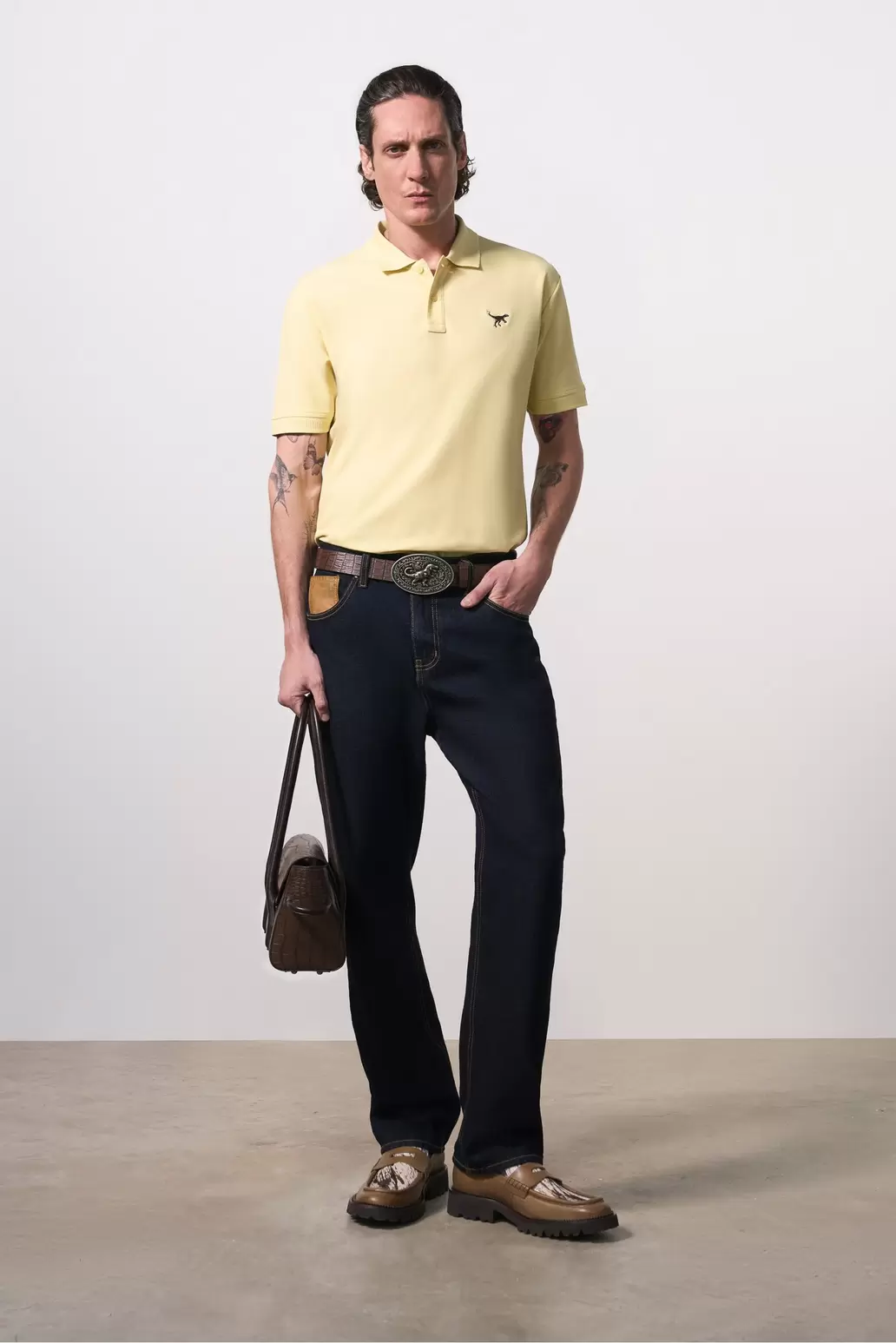 Polo manga corta slim fit para hombre Amarillo XS