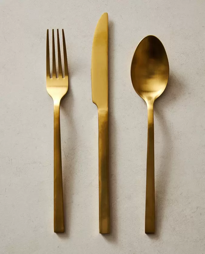SET CUBIERTOS 3 PIEZAS ACERO DORADO
