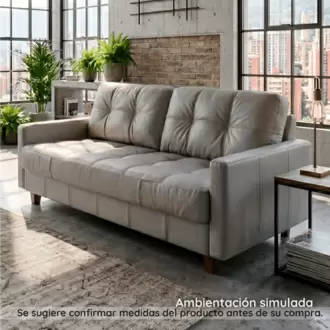 Sofá Luci arena | Mueble de cuero | Sofá de 3 puestos