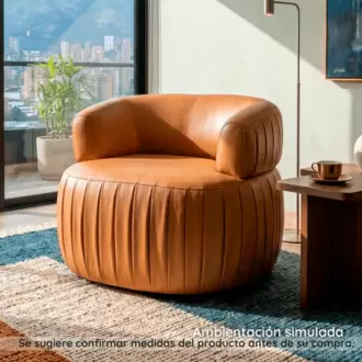 Silla decorativa Serena café | Poltrona en cuero | Silla giratoria