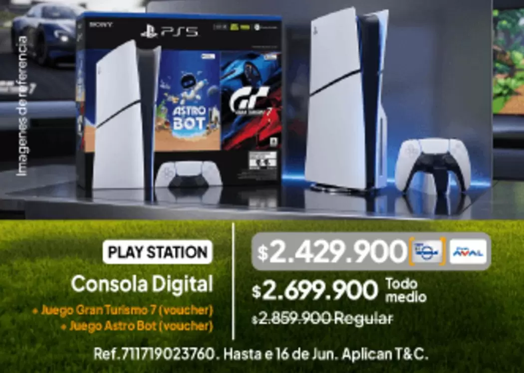 PlayStation - Consola Digital + Juego Gran Turismo 7 (voucher) + Juego Astro Bot (voucher)