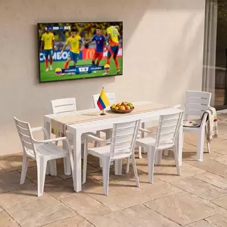 Combo Comedor Familiar Barú, 1 Mesa, 6 Sillas Con Brazos