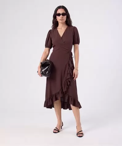 Vestido Cruzado Con Volantes Para Mujer