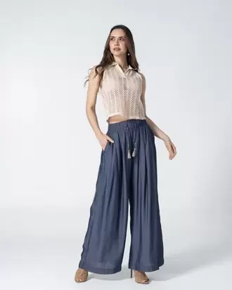 Pantalon Denim Palazzo Thalix