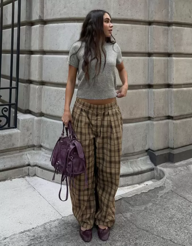 Pantalón balloon cuadros