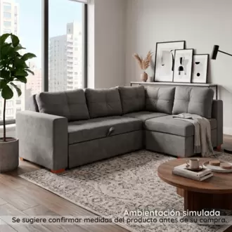 Sofá cama Valencia gris | Sofá cama multifuncional | Mueble en L para sala izquierdo