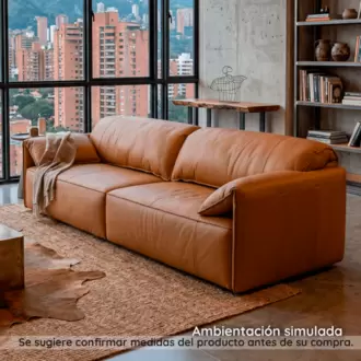 Sofá Angelo Mocca | Mueble de cuero | Sofá de 3 puestos