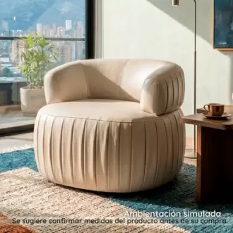 Silla decorativa Serena taupé | Poltrona en cuero | Silla giratoria