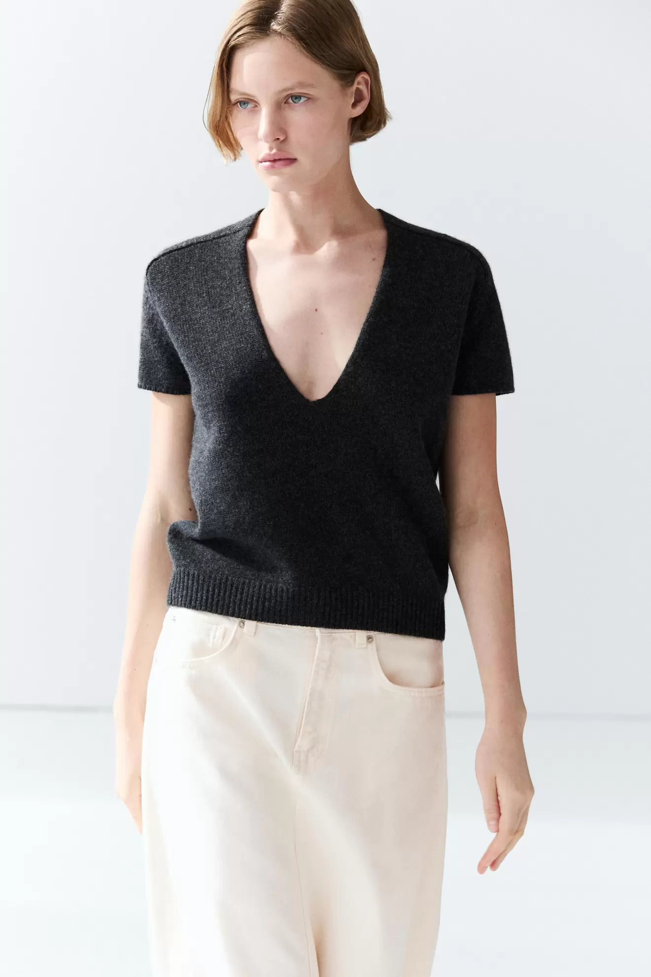 Jersey punto manga corta 100% cashmere