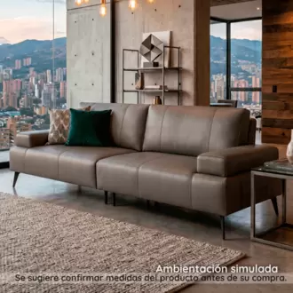 Sofá Dante gris | Mueble de cuero | Sofá de 3 puestos