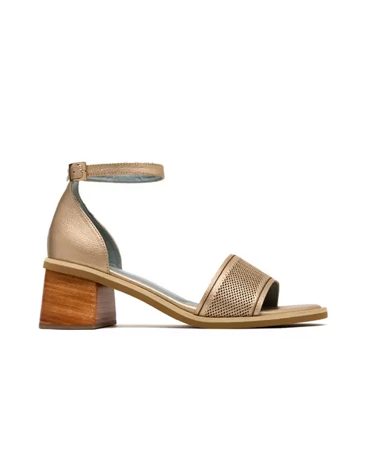 Sandalia para mujer en cuero de tacón robusto REF ZFR1805