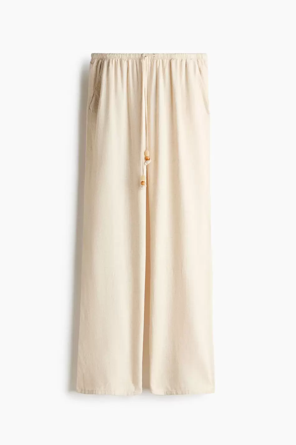 Pantalón en mezcla de lino con cordón de ajuste