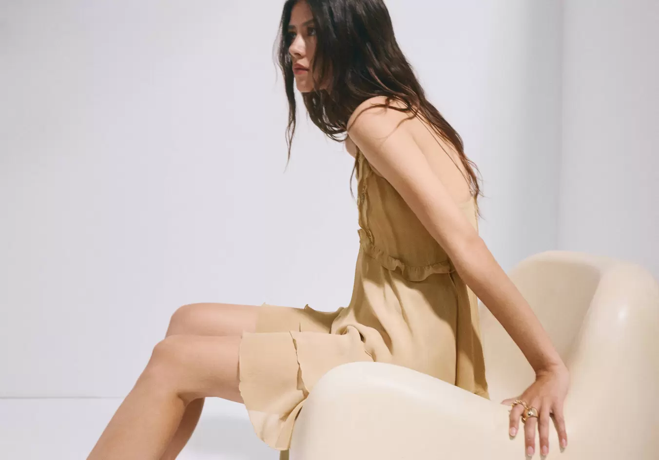 Ruffle dress with bead detail